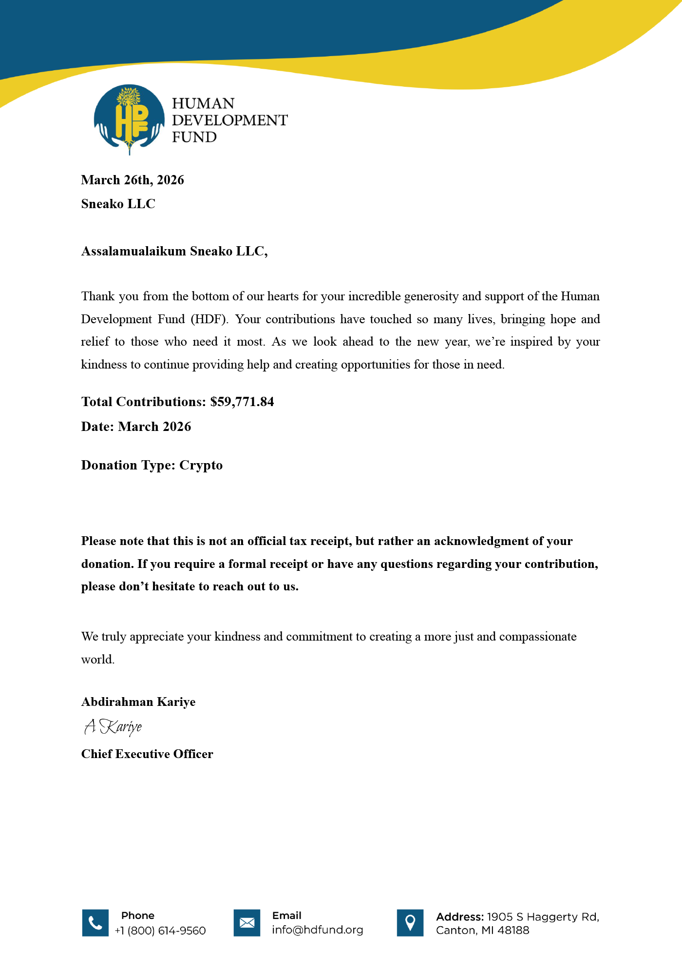 HDF Receipt Crypto